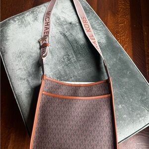 Michael Kors Tan and Brown Messenger Bag